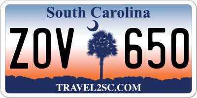 SC license plate ZOV650