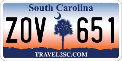 SC license plate ZOV651