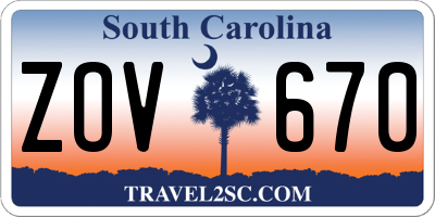 SC license plate ZOV670