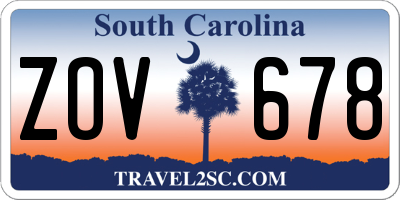 SC license plate ZOV678