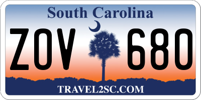 SC license plate ZOV680