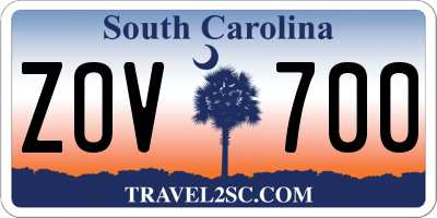 SC license plate ZOV700
