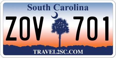 SC license plate ZOV701