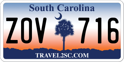 SC license plate ZOV716
