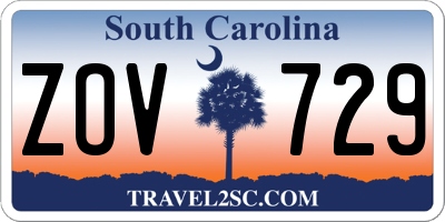SC license plate ZOV729