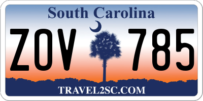 SC license plate ZOV785