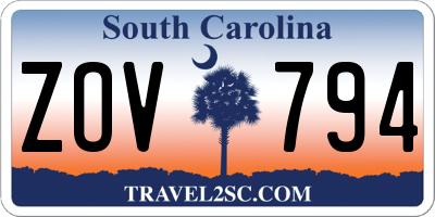 SC license plate ZOV794