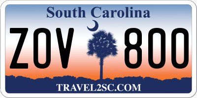 SC license plate ZOV800