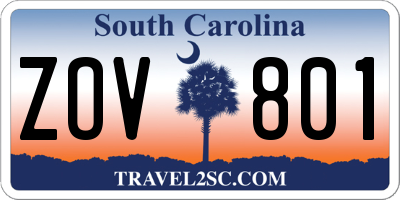 SC license plate ZOV801