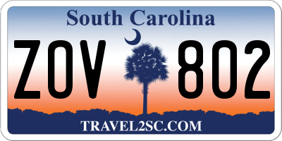 SC license plate ZOV802