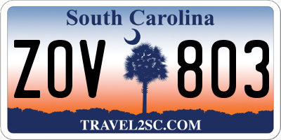 SC license plate ZOV803