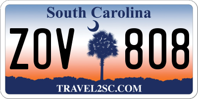 SC license plate ZOV808
