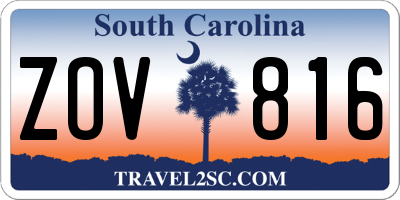 SC license plate ZOV816