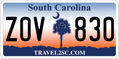 SC license plate ZOV830