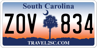 SC license plate ZOV834
