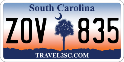 SC license plate ZOV835