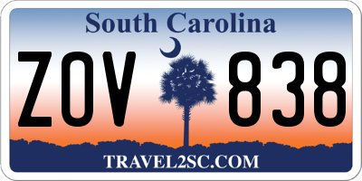 SC license plate ZOV838