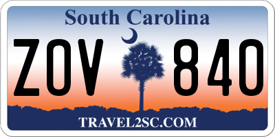 SC license plate ZOV840