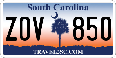SC license plate ZOV850