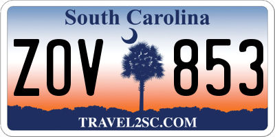SC license plate ZOV853