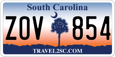 SC license plate ZOV854