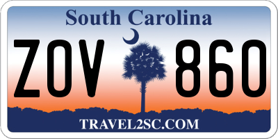 SC license plate ZOV860