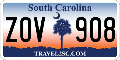 SC license plate ZOV908