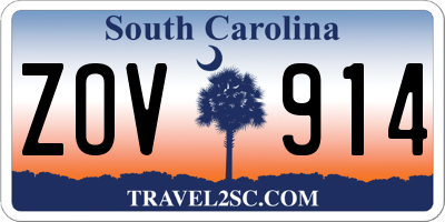 SC license plate ZOV914