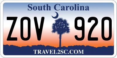 SC license plate ZOV920