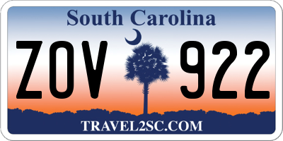 SC license plate ZOV922