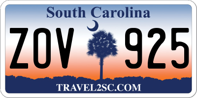 SC license plate ZOV925