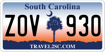 SC license plate ZOV930
