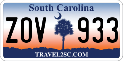 SC license plate ZOV933