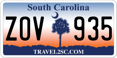 SC license plate ZOV935