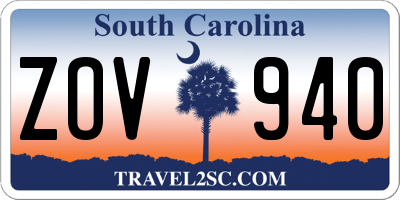 SC license plate ZOV940