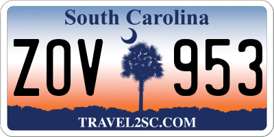 SC license plate ZOV953