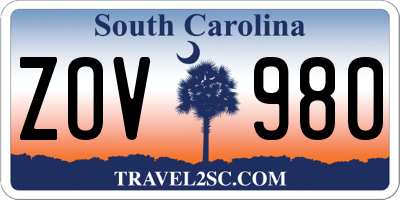 SC license plate ZOV980
