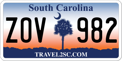SC license plate ZOV982