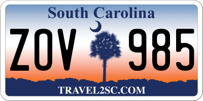 SC license plate ZOV985