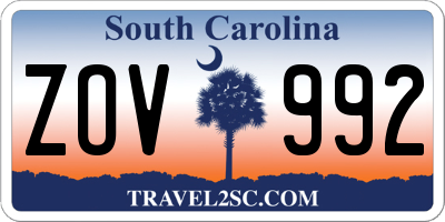 SC license plate ZOV992