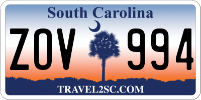 SC license plate ZOV994