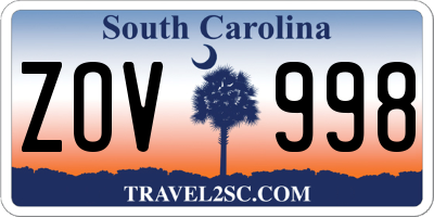 SC license plate ZOV998
