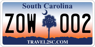 SC license plate ZOW002
