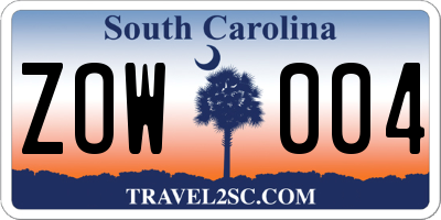 SC license plate ZOW004