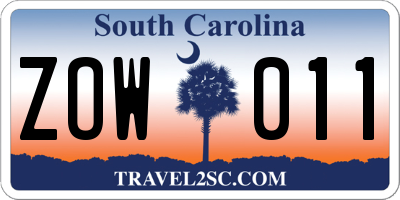 SC license plate ZOW011