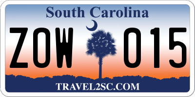 SC license plate ZOW015