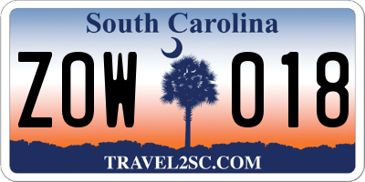 SC license plate ZOW018