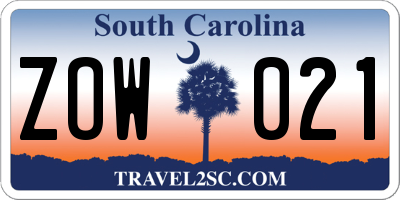 SC license plate ZOW021