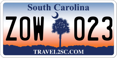 SC license plate ZOW023