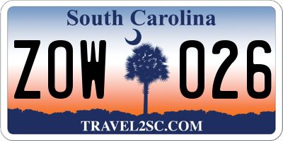 SC license plate ZOW026